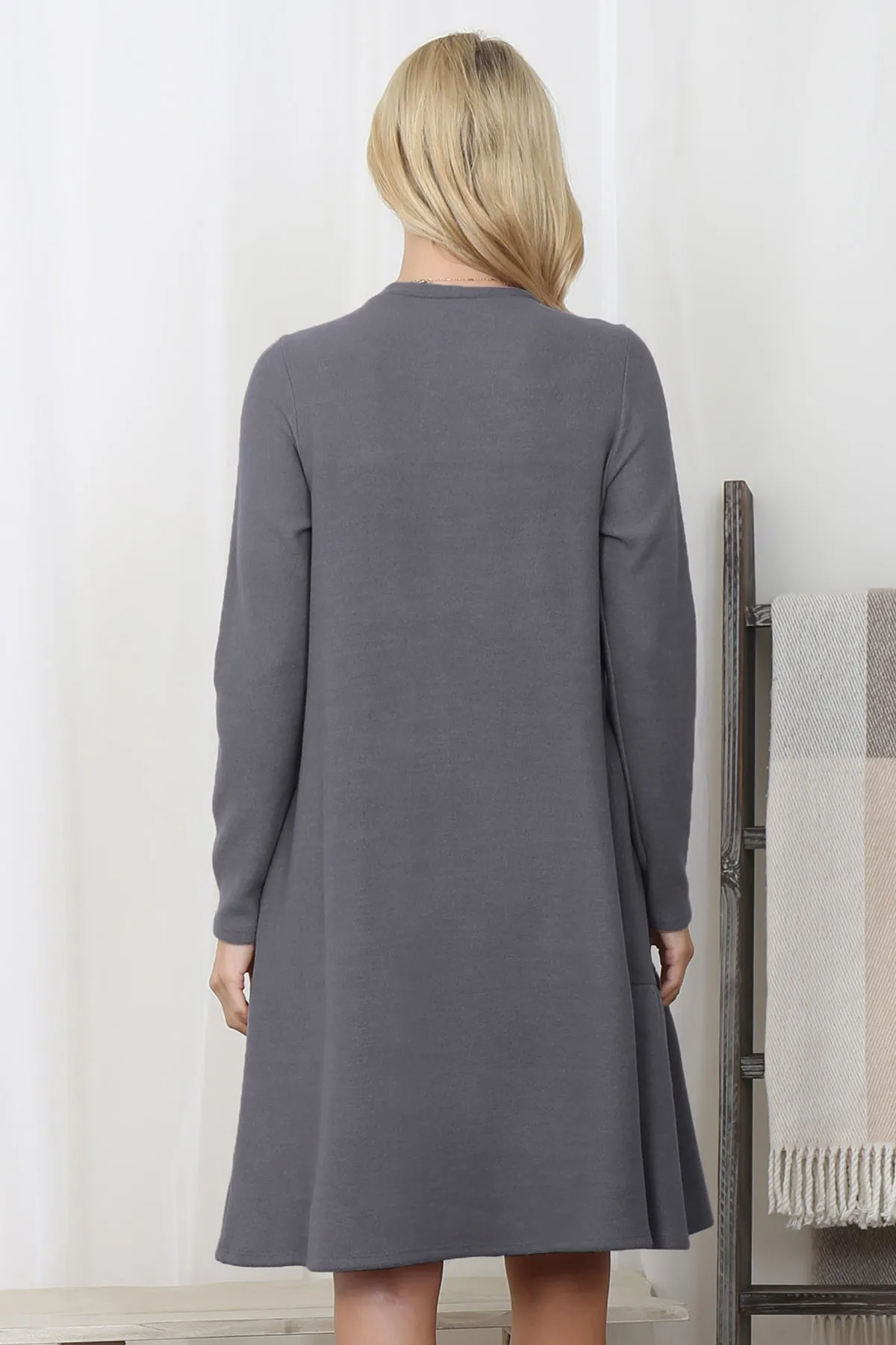 Long Sleeve Tiered Heavy Sweater Brush Dress