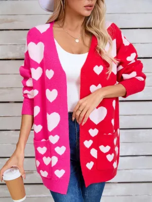 Love Hearts Valentine Long Sleeve Cardigan