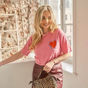 Love kiss tee roze