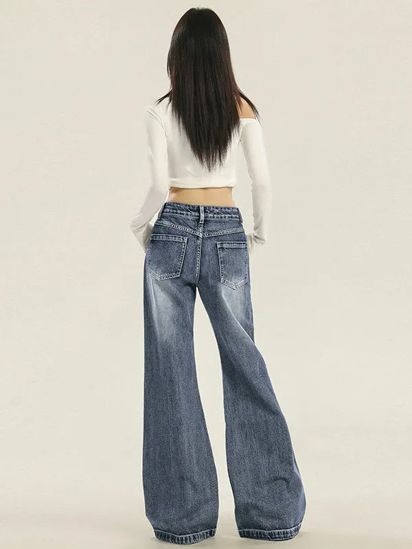 Low Rise Flared Jeans | Y2K Light Wash Vintage Denim for Women