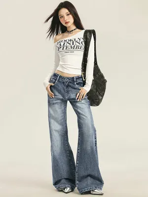 Low Rise Flared Jeans | Y2K Light Wash Vintage Denim for Women
