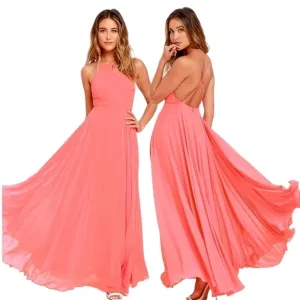 Lulus Mythical Kind of Love Coral Pink Maxi Dress