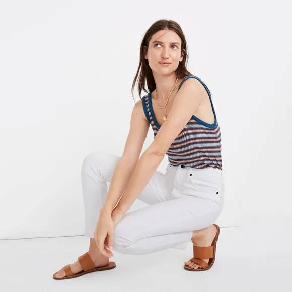 Madewell 11&quot; High-Rise Skinny Jeans in Pure White: Raw-Hem Edition in Size 28