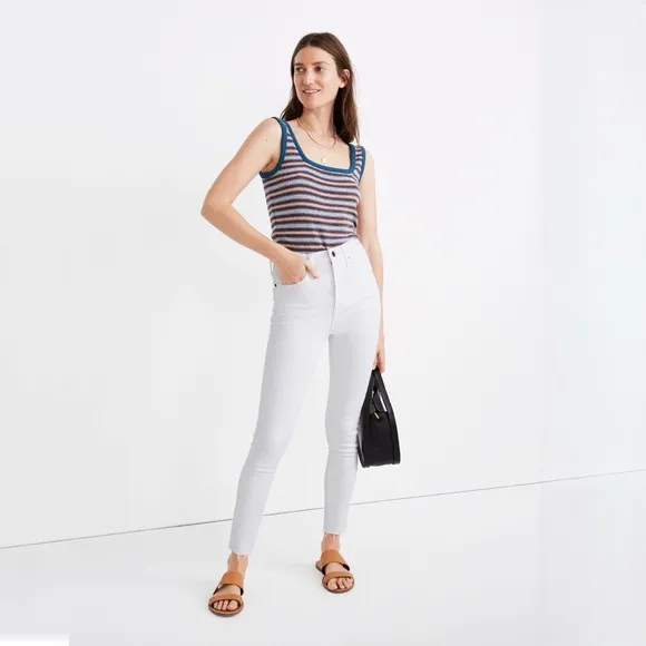 Madewell 11&quot; High-Rise Skinny Jeans in Pure White: Raw-Hem Edition in Size 28