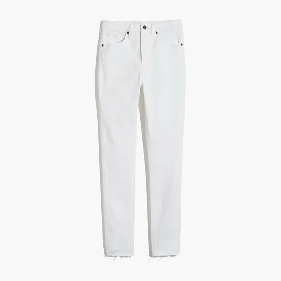 Madewell 11&quot; High-Rise Skinny Jeans in Pure White: Raw-Hem Edition in Size 28