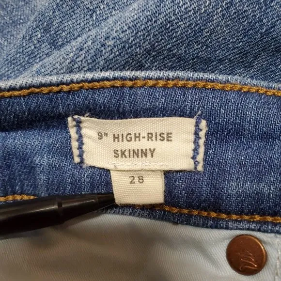 Madewell 9 Inch High-Rise Skinny Rip and Repair Jeans in Allegra Wash Si…