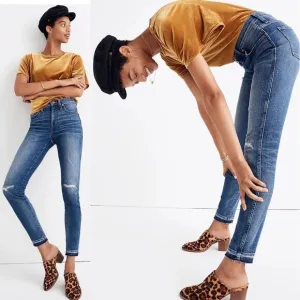Madewell 9&quot; Mid-Rise Skinny Jeans in York Wash: Rip and Repair Edition 25