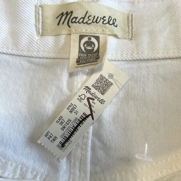 MADEWELL Baggy Straight Jean High Waist White Slouchy Sz 31 NEW
