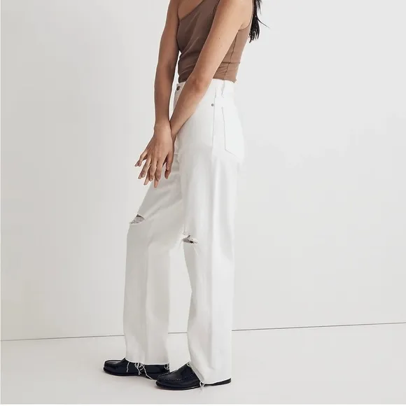 MADEWELL Baggy Straight Jean High Waist White Slouchy Sz 31 NEW