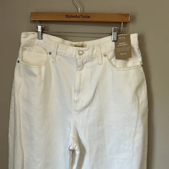 MADEWELL Baggy Straight Jean High Waist White Slouchy Sz 31 NEW
