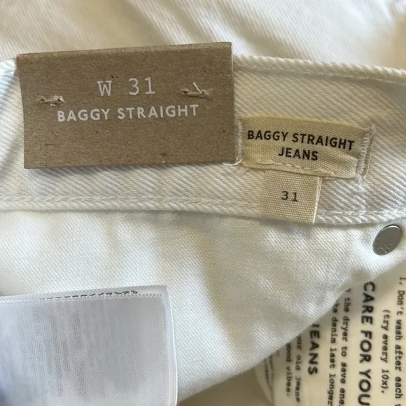 MADEWELL Baggy Straight Jean High Waist White Slouchy Sz 31 NEW