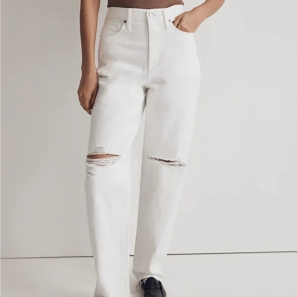 MADEWELL Baggy Straight Jean High Waist White Slouchy Sz 31 NEW