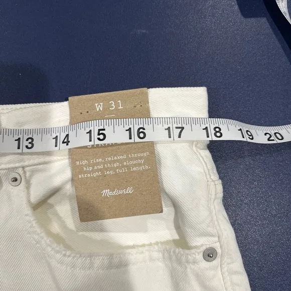 MADEWELL Baggy Straight Jean High Waist White Slouchy Sz 31 NEW