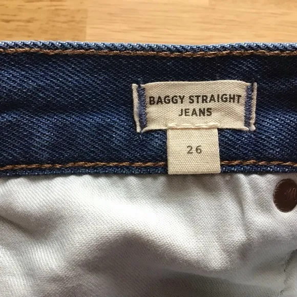 Madewell Baggy Straight Leg Jeans In Dark Worn Indigo Size 26