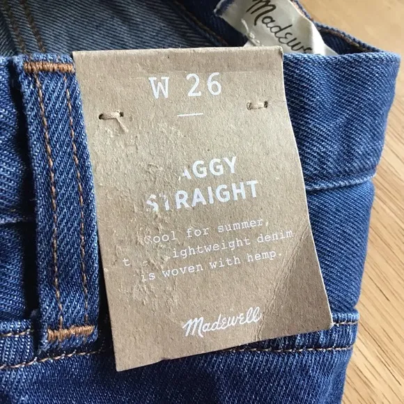 Madewell Baggy Straight Leg Jeans In Dark Worn Indigo Size 26