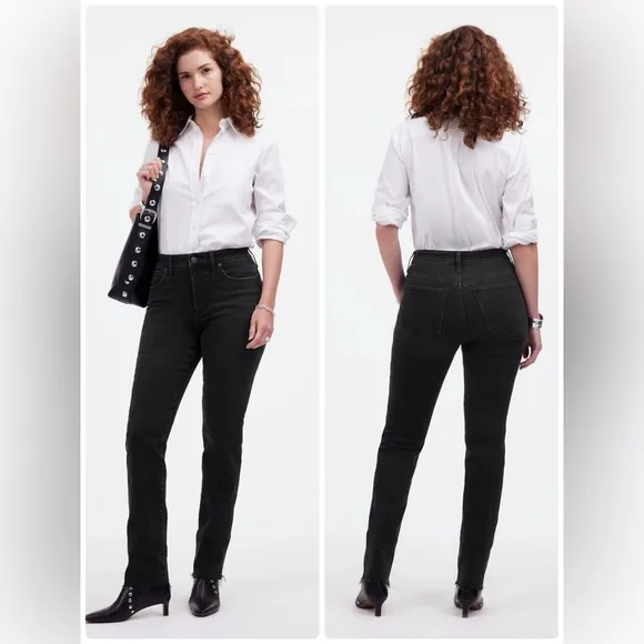 Madewell Curvy Mid Rise Stovepipe Jeans Women’s 29 Black Raw Hem