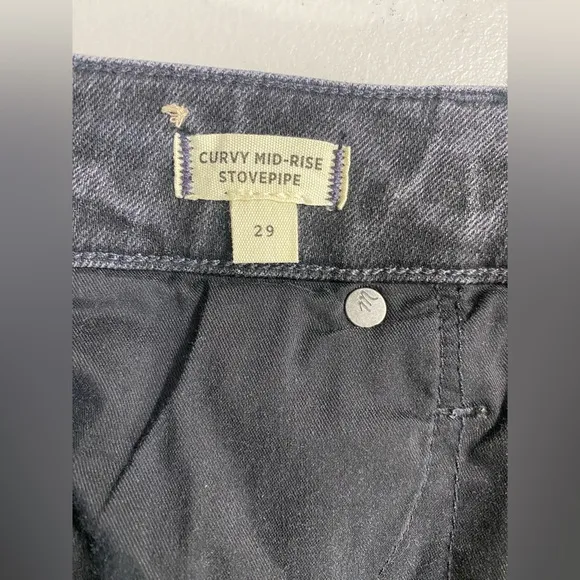 Madewell Curvy Mid Rise Stovepipe Jeans Women’s 29 Black Raw Hem