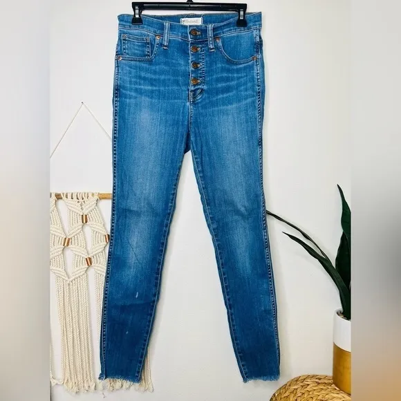 Madewell jeans denim 10&quot; High-Rise Skinny Jean Brinville Wash Button-Front