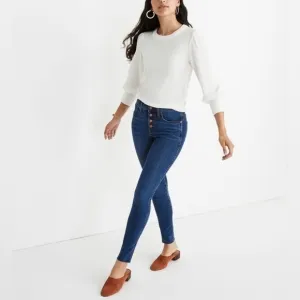 Madewell jeans denim 10&quot; High-Rise Skinny Jean Brinville Wash Button-Front