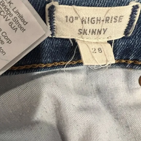 Madewell jeans denim 10&quot; High-Rise Skinny Jean Brinville Wash Button-Front