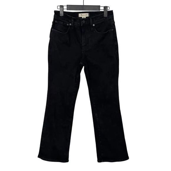 Madewell Mid-Rise Kick Out Crop Jeans in Black Rinse Wash Size 26