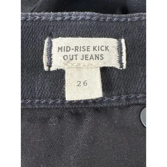Madewell Mid-Rise Kick Out Crop Jeans in Black Rinse Wash Size 26