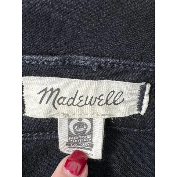 Madewell Mid-Rise Kick Out Crop Jeans in Black Rinse Wash Size 26