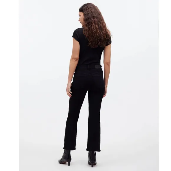 Madewell Mid-Rise Kick Out Crop Jeans in Black Rinse Wash Size 26