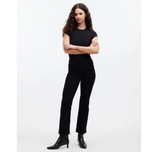 Madewell Mid-Rise Kick Out Crop Jeans in Black Rinse Wash Size 26