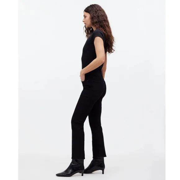Madewell Mid-Rise Kick Out Crop Jeans in Black Rinse Wash Size 26