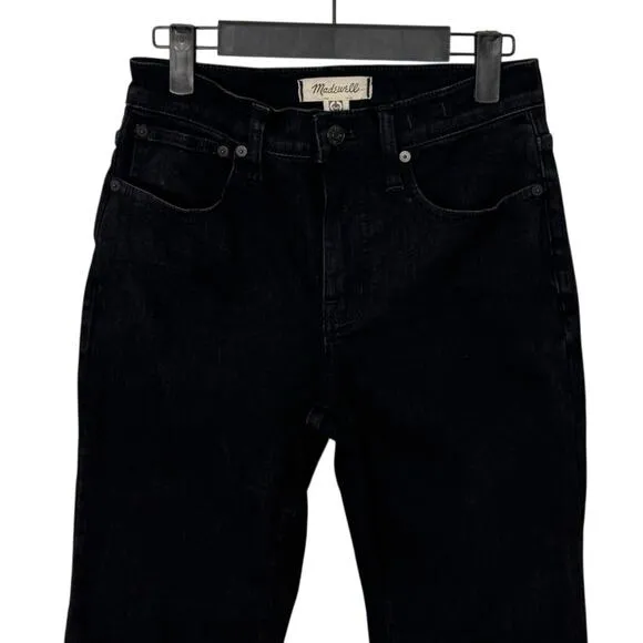 Madewell Mid-Rise Kick Out Crop Jeans in Black Rinse Wash Size 26