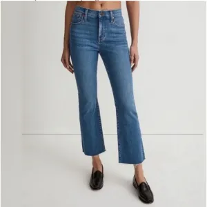 Madewell Mid Rise Kick‎ Out Jeans Frayed Raw Hem Ankle Length Flare NWT