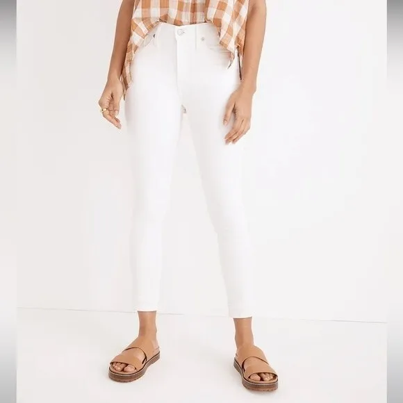 Madewell NWT 9&quot; Mid-Rise Skinny Crop Jeans in Pure White Size 27
