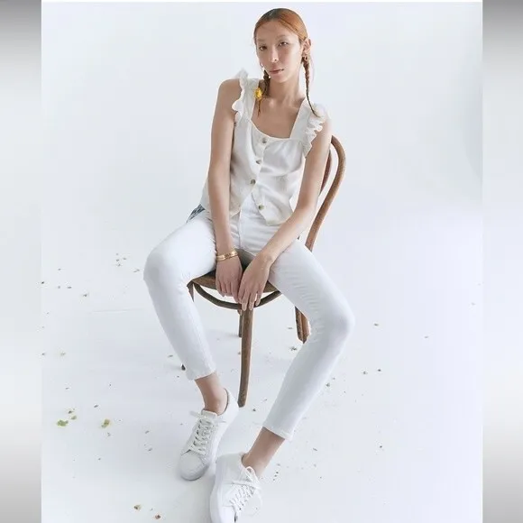 Madewell NWT 9&quot; Mid-Rise Skinny Crop Jeans in Pure White Size 27