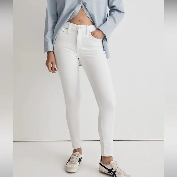 Madewell NWT 9&quot; Mid-Rise Skinny Crop Jeans in Pure White Size 27