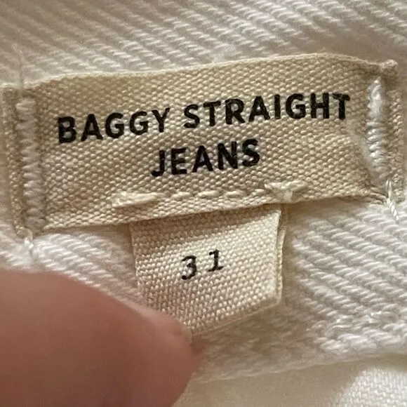 Madewell NWT Baggy Straight Jeans High Rise Size 31 in True White