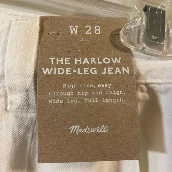 Madewell NWT Harlow Wide Leg Jean: Airy Denim Edition Size 28 in Tile White