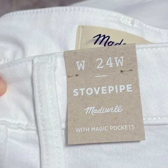 Madewell NWT Plus Stovepipe Jeans High Rise in Pure White Size 24W