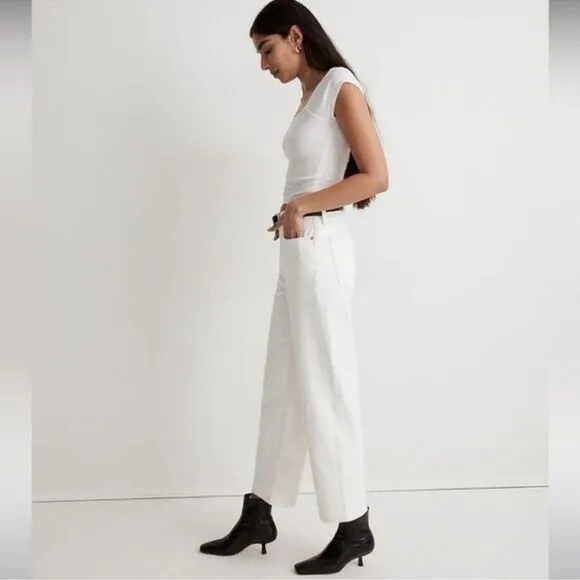 Madewell NWT The Tall Perfect Vintage Wide Leg Crop Jeans Size 33T in Tile White