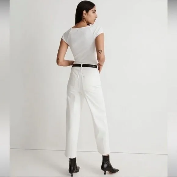 Madewell NWT The Tall Perfect Vintage Wide Leg Crop Jeans Size 33T in Tile White