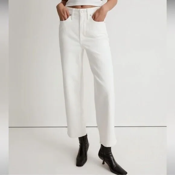 Madewell NWT The Tall Perfect Vintage Wide Leg Crop Jeans Size 33T in Tile White