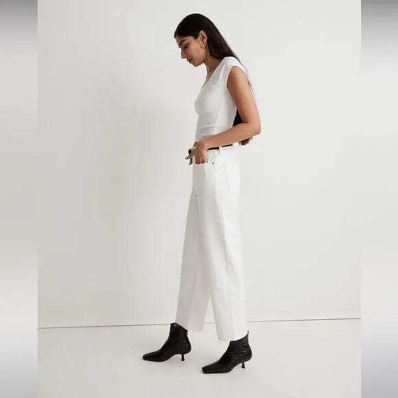 Madewell NWT White Tall Perfect Vintage Wide Leg Crop Jeans Size 29T High Rise