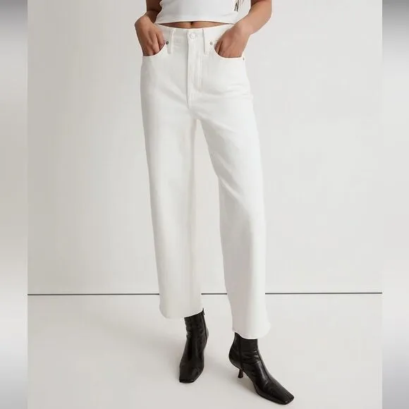 Madewell NWT White Tall Perfect Vintage Wide Leg Crop Jeans Size 29T High Rise