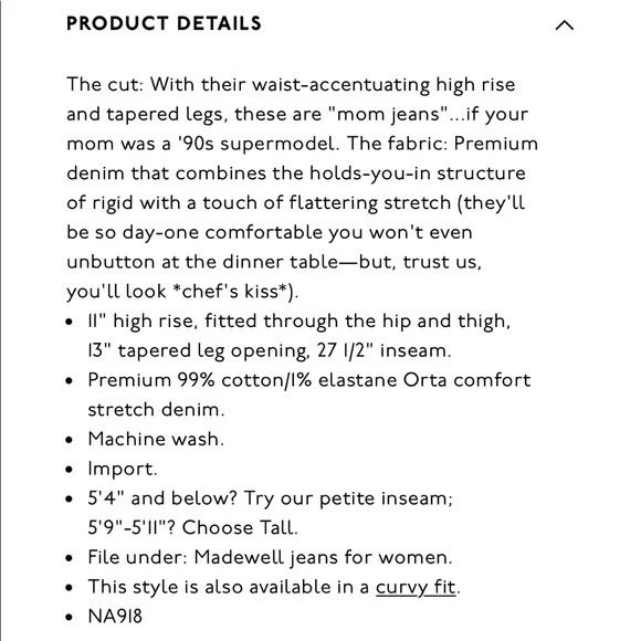 MADEWELL perfect vintage jeans in Ellicott Wash