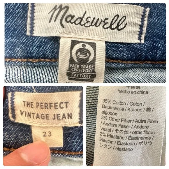 Madewell Perfect Vintage Jeans Womens 23 Blue Straight High Rise Stretch Casual