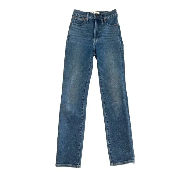 Madewell Perfect Vintage Jeans Womens 23 Blue Straight High Rise Stretch Casual