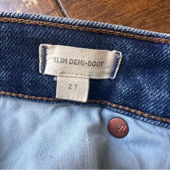 Madewell Slim Demi Boot denim jeans size 27 northaven wash