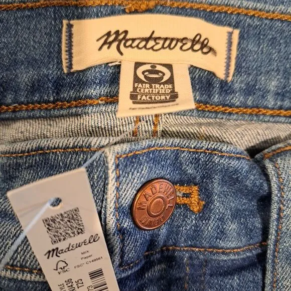 Madewell Tall Mid Rise Kick Out Jeans Raw Hem Edition Sz 25T NWT Style NJ436