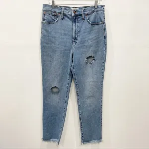 Madewell The Perfect Vintage Jeans in Banner Wash Size 30 Raw Fringe Hem