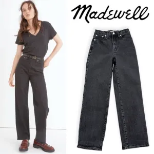 Madewell The Perfect Vintage Wide-Leg Jean in Belmere Wash 23 Gray Black
